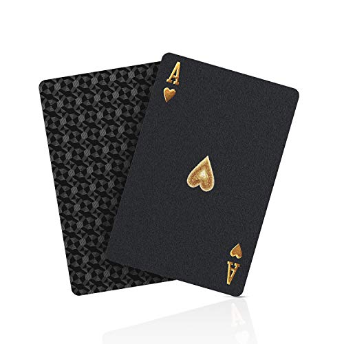 トランプ プラスチック54枚 ブラック カードゲーム マジックトランプ パーティー 防水 ゴールドホイル ポーカーカード カッコイイ 色褪せ