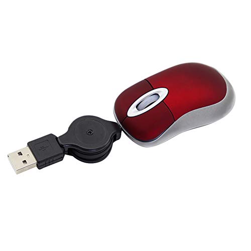 SHEYI 超小型マウス USB有線 3ボタン 格納式 伸縮マウス ケーブル収納型 光学式 USB巻き取り式 小型 ミニ Sサイズ リール付き 小さい 子