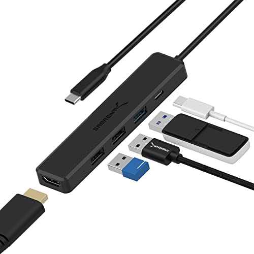 SABRENT usb-cハブ 5ポート 4K HDMI搭載｜Type-Cポート Power Delivery（60ワット）｜USB 3.2 Gen 1ポート｜USB2ポート PS5/PS4、ノート