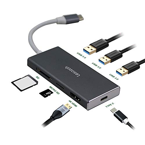 USB Type C ハブ 7in1 USB C ハブ ウルトラスリム USB C ドッキングステーション 4K HDMI出力 PD 充電対応 USB3.0 ハブ SD/Micro SD カー