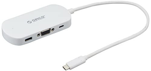 オリコ ORICO USB3.0 × 1ポート、Type-C × 1ポート、VGA × 1ポート USB3.0ハブ ホワイト TCV1-WH