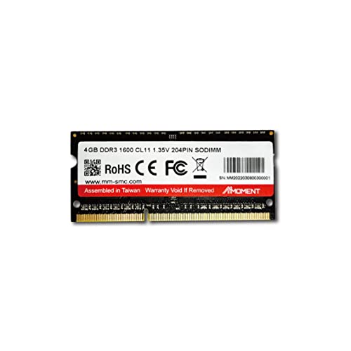 MMOMENT DDR3 4GB 1600MHz SODIMM ノートPC用メモリ (CL11/1.35V/204ピン)