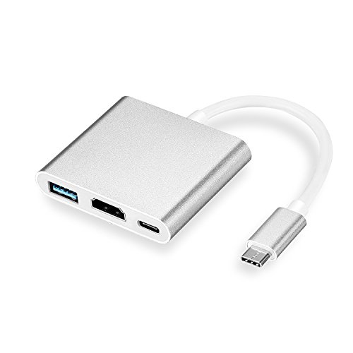 Wigwang Type-C to HDMI変換アダプタUSB3.0ハブType Cポート3-in-1 データマルチポートデバイスMAC USB C変換アダプタ4Kビデオ転送（シル