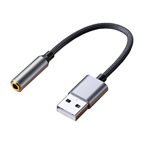 USB to 3.5mm オーディオ 変換アダプタ 外付サウンドカード USB ポート 4極（TRRS）3.5mm ミニ ジャック ヘッドホン・マイク端子 Windows