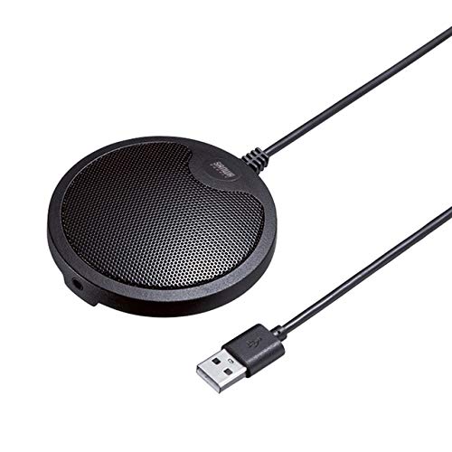 サンワダイレクト 会議マイク 無指向性 USB接続 Zoom/Skype対応 直径5m集音 スピーカー接続可能 ミュート機能 薄型 400-MC011
