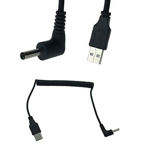 Rosebe USB 2.0伸縮ケーブル、USB2.0 to DC 延長ケーブル オスに90度オス 金メッキコネクタ付き DC3.5mm *1.35mm電源供給ケーブル 伸縮調
