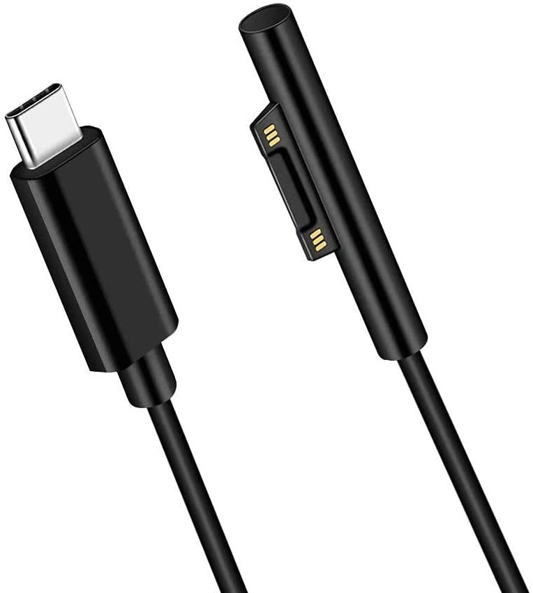 Sisyphy USB-C to Surface 充電ケーブル PD対応 1m,TVP要15V/3A 45W USB-C充電器必要、マイクロソフト Surface Pro 7/6/5/4/3/X Surface