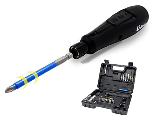 MTK 電動ドライバー 小型 48点セット 電動ドリル 電動工具 LEDライト付き マグネットタイザー付き 小型 工具 USB充電ケーブル付き HD01-L