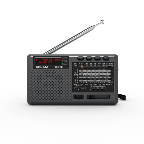 XHDATA D368 ポータブル短波ラジオ FM AM SW 12 バンド DSP ステレオ ラジオ MP3 プレーヤー ワイヤレス 高感度受信サポート マイクロ SD