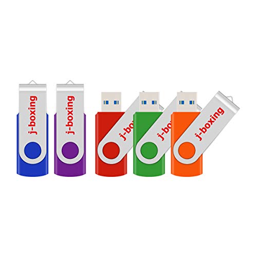 USBメモリ 3.0 5個セット 32GB J-boxing USBフラッシュメモリ 回転式 ストラップホール付き カラフル（青、紫、赤、緑、オレンジ）
