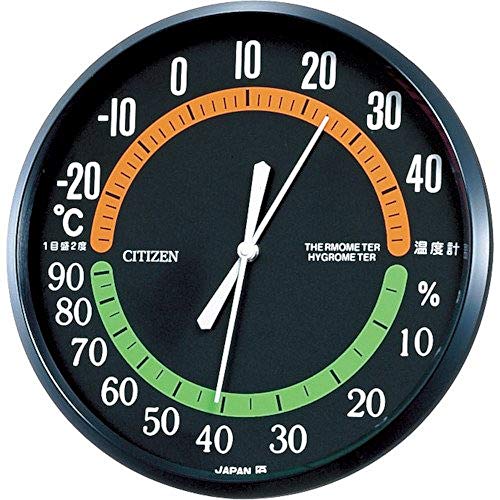 リズム シチズン 温度計 ・ 湿度計 アナログ 掛け タイプ TM-42 黒 CITIZEN 9CZ013-002 ブラック