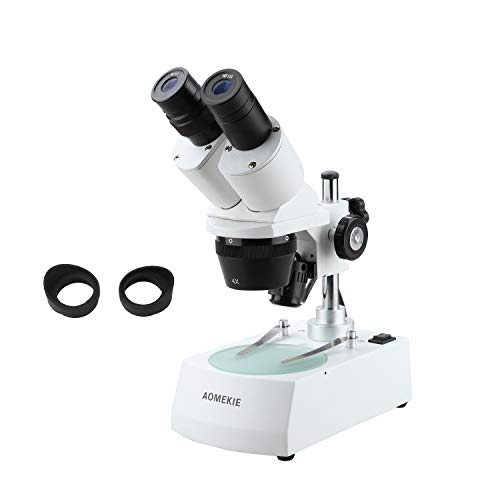 AOMEKIE 実体顕微鏡 マイクロスコープ 20倍 40倍 顕微鏡 学生顕微鏡 初心者 学校 立体画像 外部電源 上下ライト